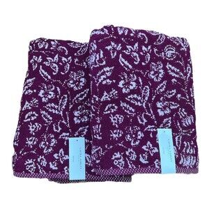 Laura Ashley Elaina Pink Floral Bath Towels Set of 2 Cotton New